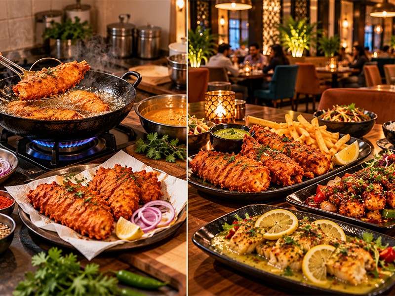 Amritsari fish at home compared with restaurant-style fish at The Machhiwala